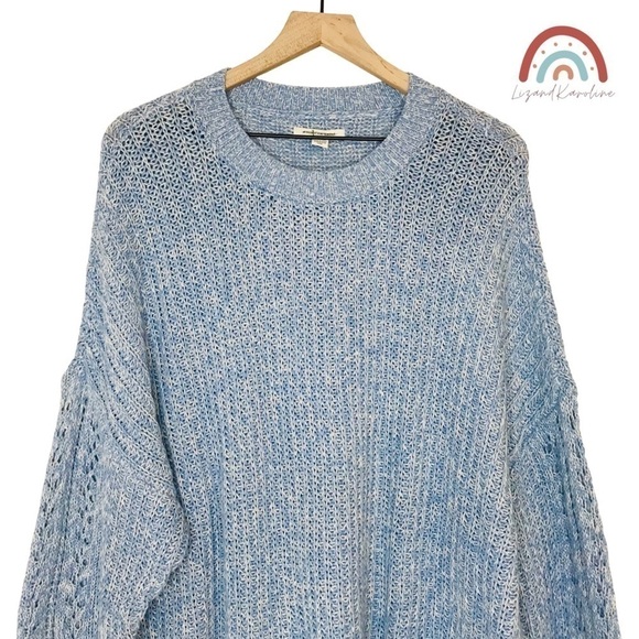 New! American Eagle Chunky Knit Oversized Longline Lattice Cozy Crewneck Sweater - Picture 4 of 9